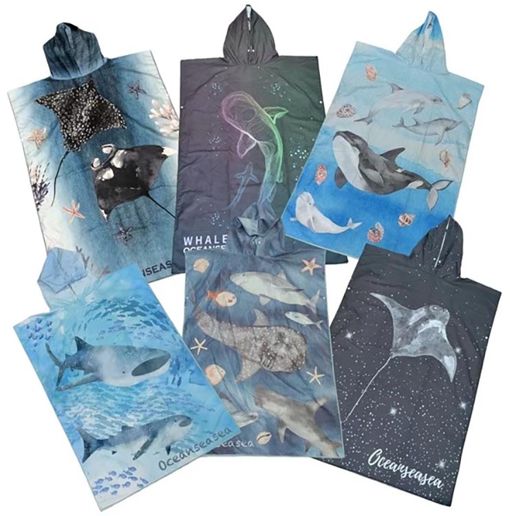 [ OCEANSEASEA ] お着替えポンチョ マイクロドライタオル 80cm×110cm | 