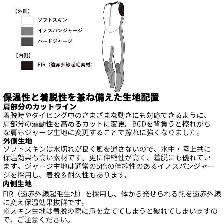 [ GULL ] GW-6693A B.E. 3mm スキン ロングジョン ウィメンズ　GW6693A SKIN LONG JOHN |  | 03