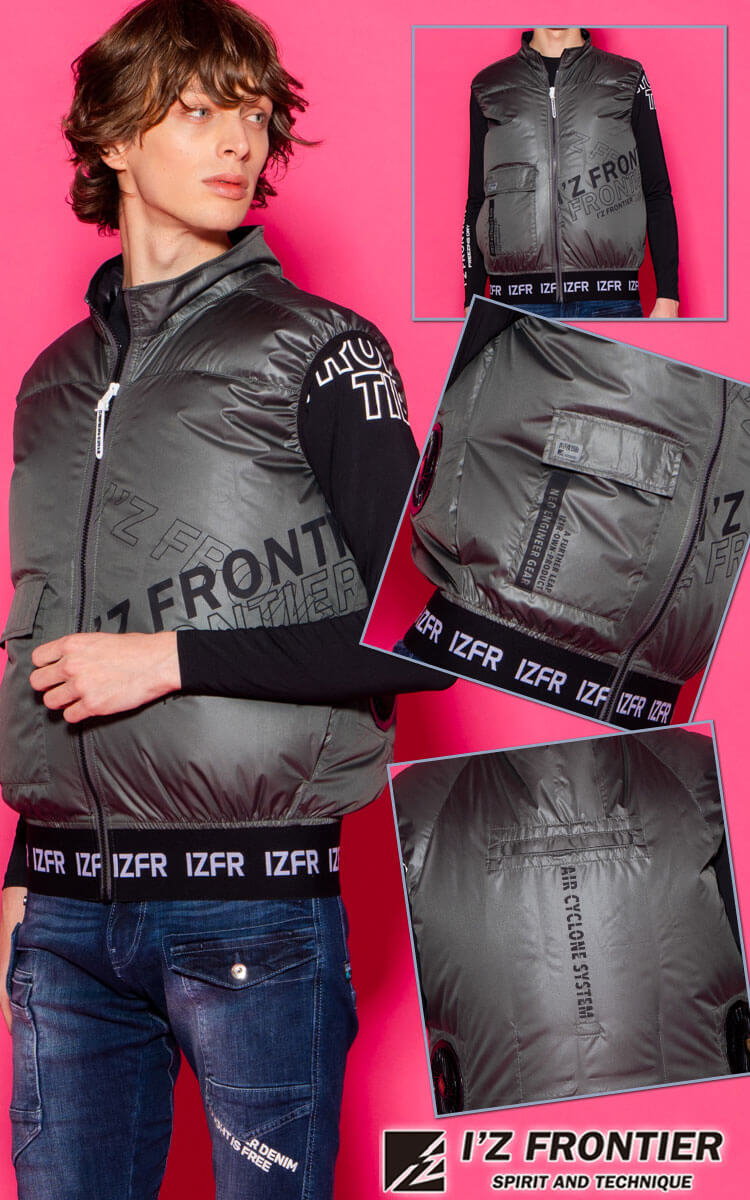 (D) 4つ穴空調服 I'Z FRONTIER 10197 ブラック 3L I'Z FRONTIER 空調作業服 ベスト アイズフロンティア ウェア単品