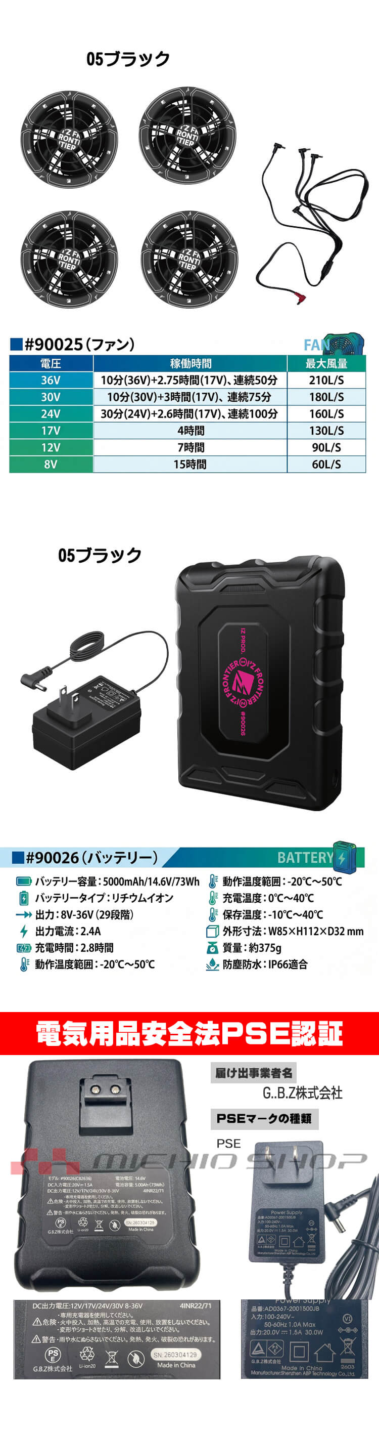 フォーデイズ　3点セット I'Z FRONTIER アイズフロンティア 4つ穴36V専用ファンバッテリーセット