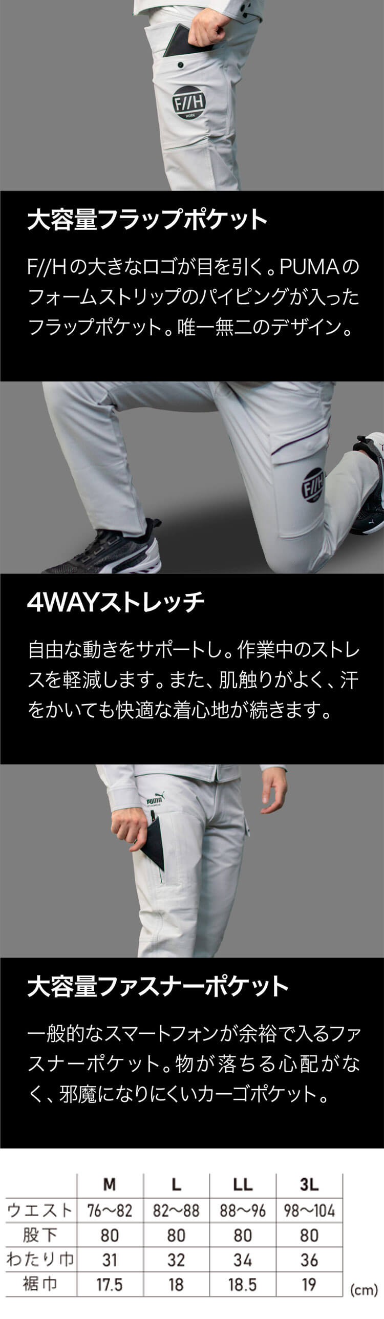 PUMA×ヒロミ コラボ プーマ カーゴパンツ PW-3045G 作業服