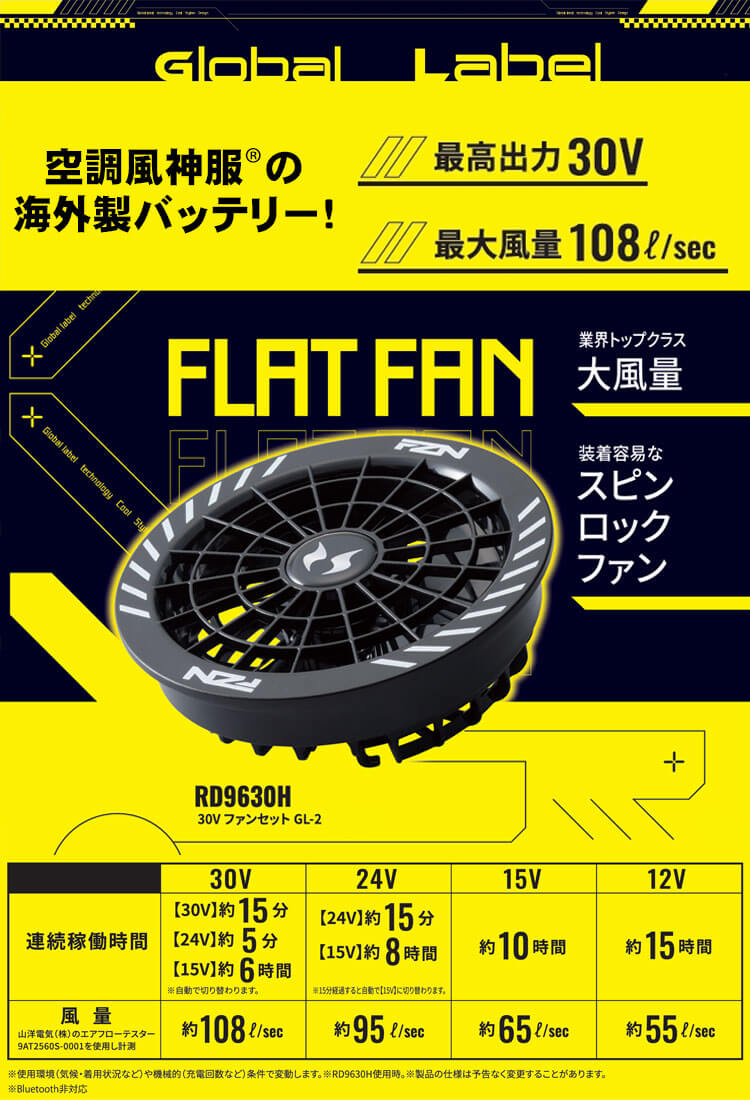 空調風神服 スピンロックファンセット+新型30Vバッテリーセット