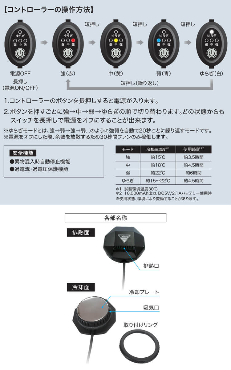 ジーベック ペルチェ冷却ベストバッテリーセット 33001 XEBEC