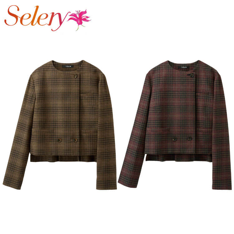 [TioTio素材]事務服 制服 オフィス セロリー selery ベスト S-04733 S-04734 サイズ5号〜19号 2025年秋冬新作 アリスチェック セロリー（SELERY） [TioTio素材]事務服 制服 オフィス ベスト S-04733