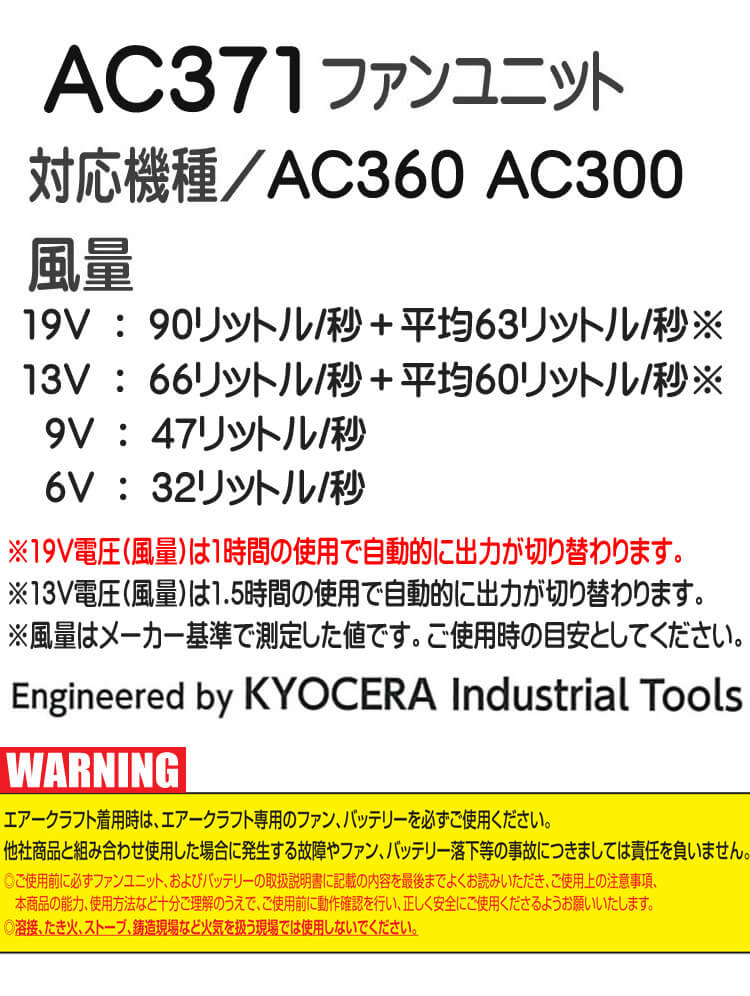 BURTLE（バートル） 限定モデル アシンメトリーファンユニット AC371