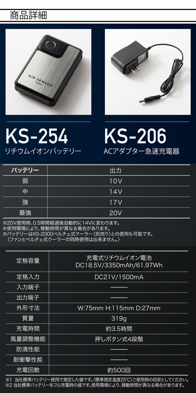 クロダルマ（KURODARUMA） エアセンサーネオ 20V ファンバッテリーフル