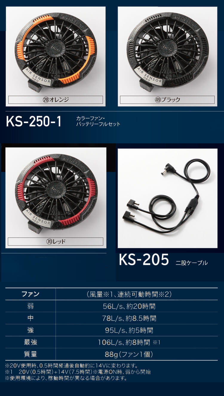 クロダルマ エアセンサーネオ 20V カラーファンバッテリーフル