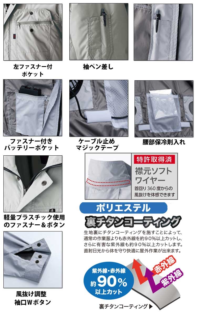 HOOH（鳳皇） 4つ穴ファン付き作業着 快適ウェア 村上被服 半袖