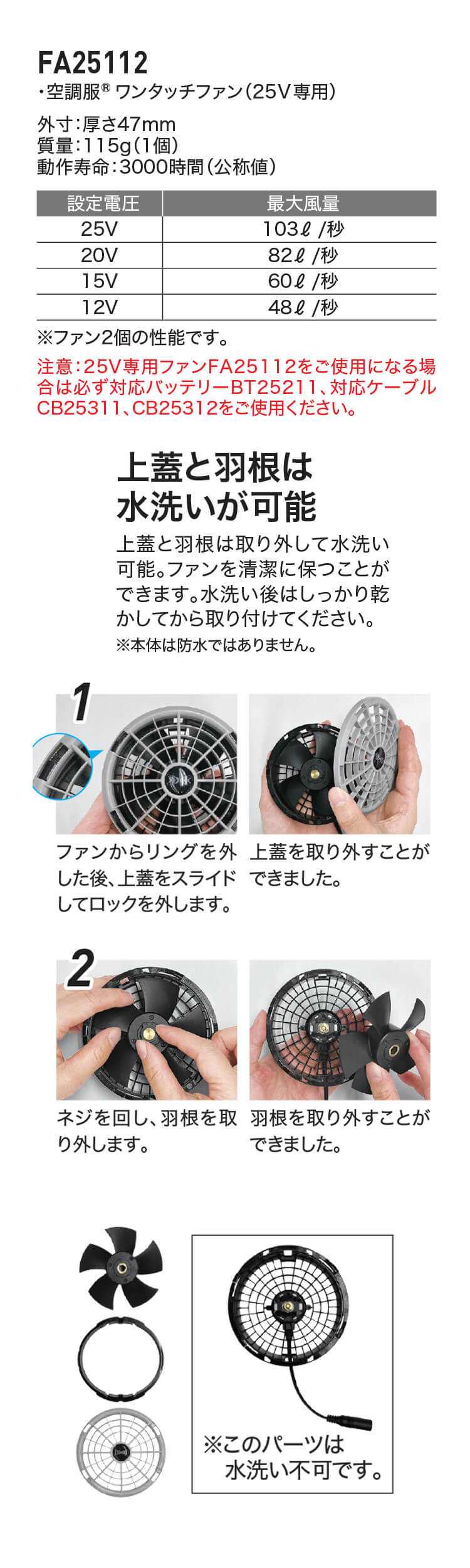 空調服 新型25Vバッテリー・ワンタッチファンセット SK25011 株式会社