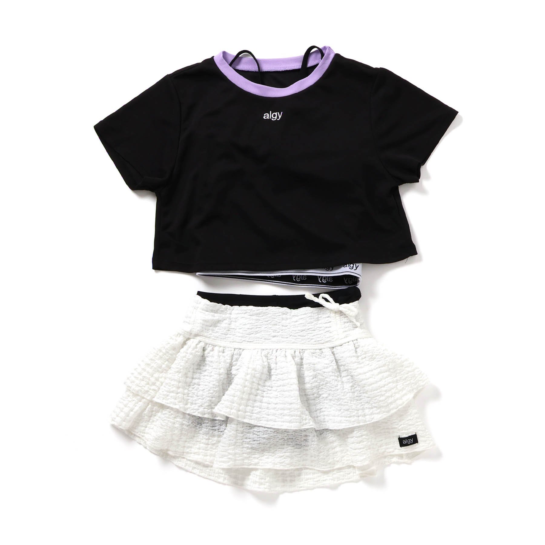 子供服 algy アルジー 無地リンガーT セット 4P 水着 キッズ 女の子 ジュニア スイム 水着 小学生 中学生 2026夏 爆買の画像