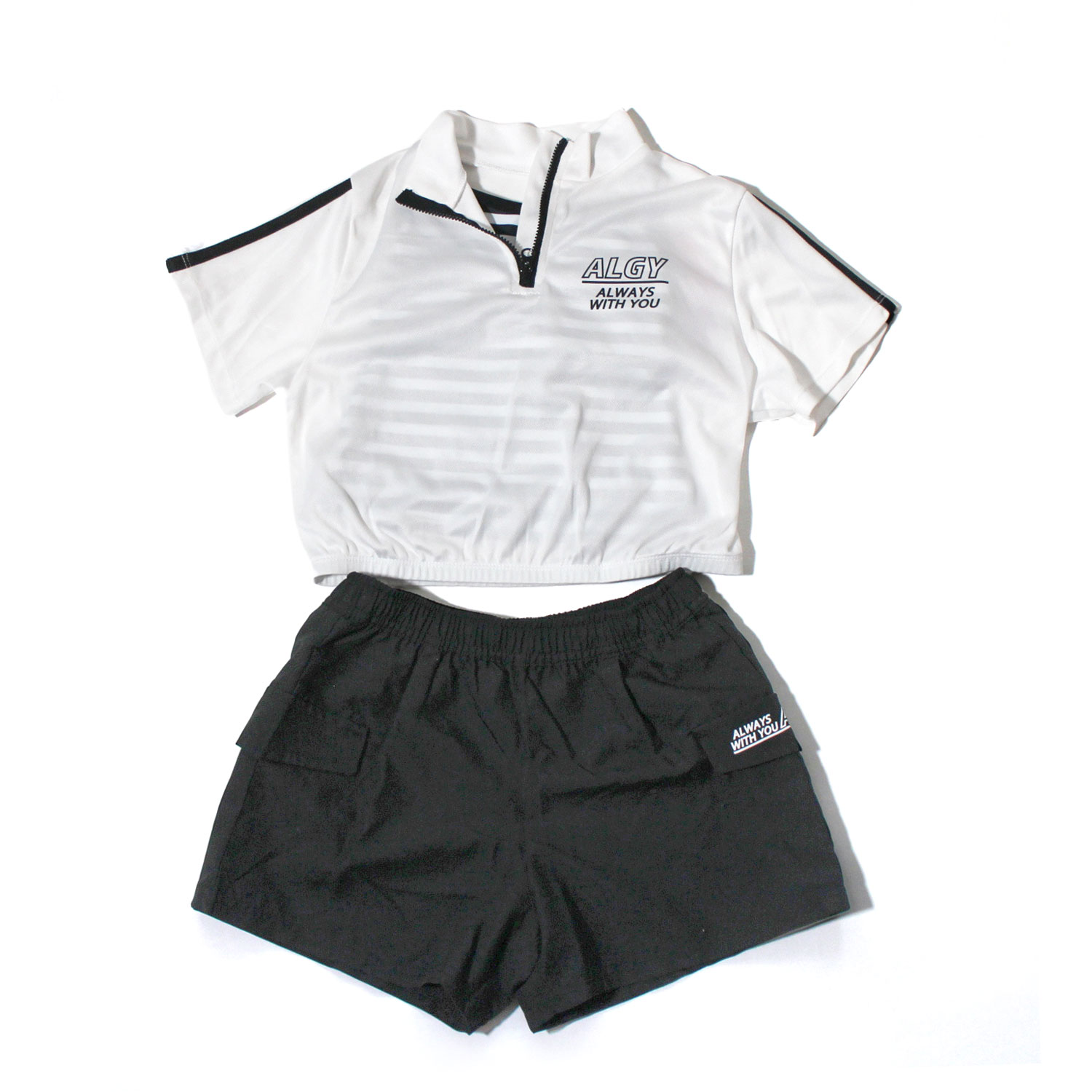 専用✧A新品✧ALGY&ピンクラテ 4点150/160 algy 子供服 ALGY アルジー ハーフジップT付き タンキニ 4P 水着