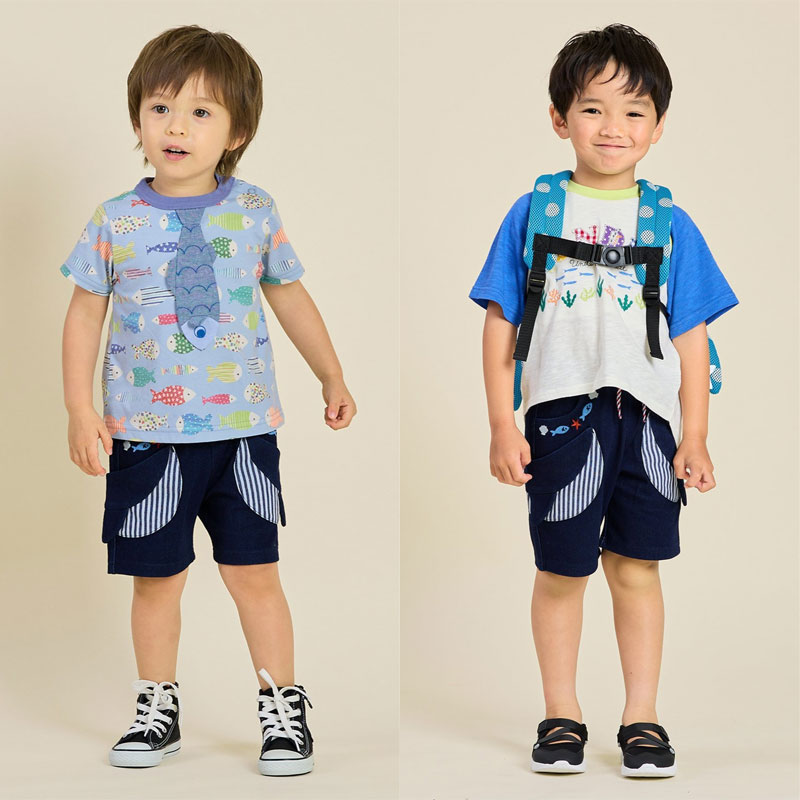 BIT'Z 子供服 Bit'z 刺繍入り クジラポケット パンツ 5分丈