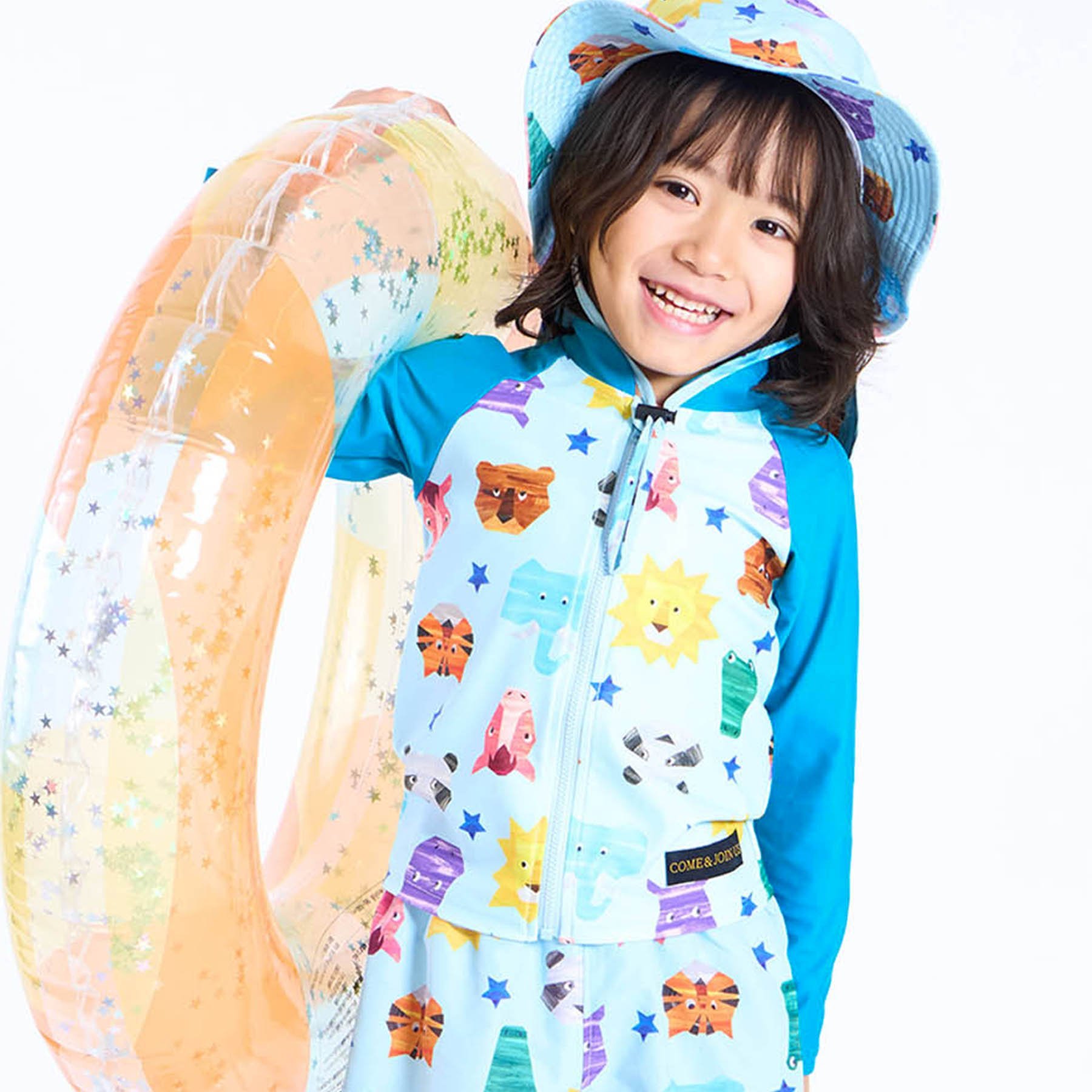 BIT'Z(ビッツ) 子供服 動物切り絵柄 ラッシュ ガード UVカット BIT'Z(ビッツ) 子供服 動物切り絵柄 ラッシュ ガード UVカット