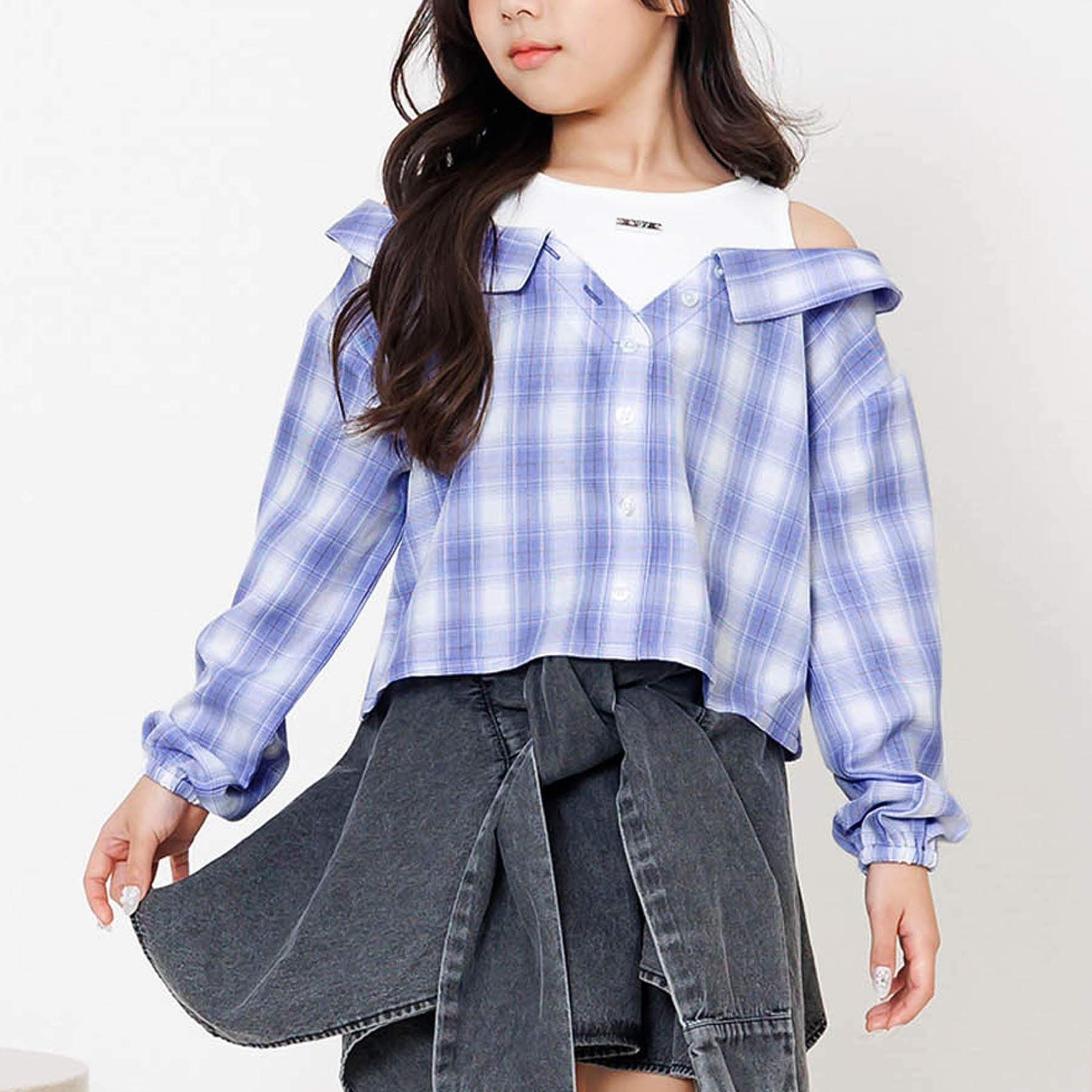 algy（アルジー） 子供服 ドッキング チェック シャツ女の子 キッズ 小学生 中学生 長袖 Tシャツ トップス おしゃれ かわいい 春服  2026春 : ミッキーキッズ - 通販 - Yahoo!ショッピング