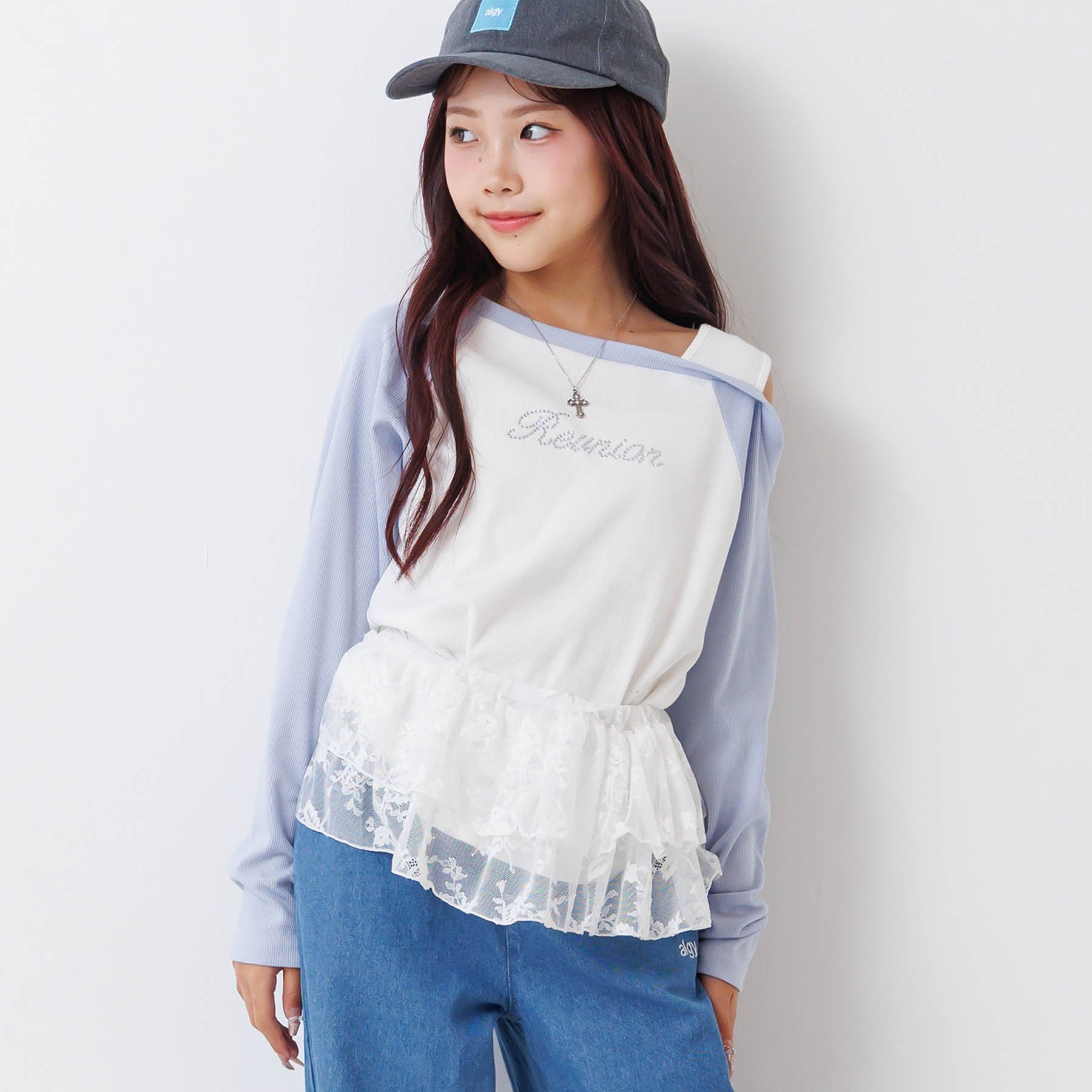 algy（アルジー） セール 子供服 レイヤード風 リブ ロンT Tシャツ