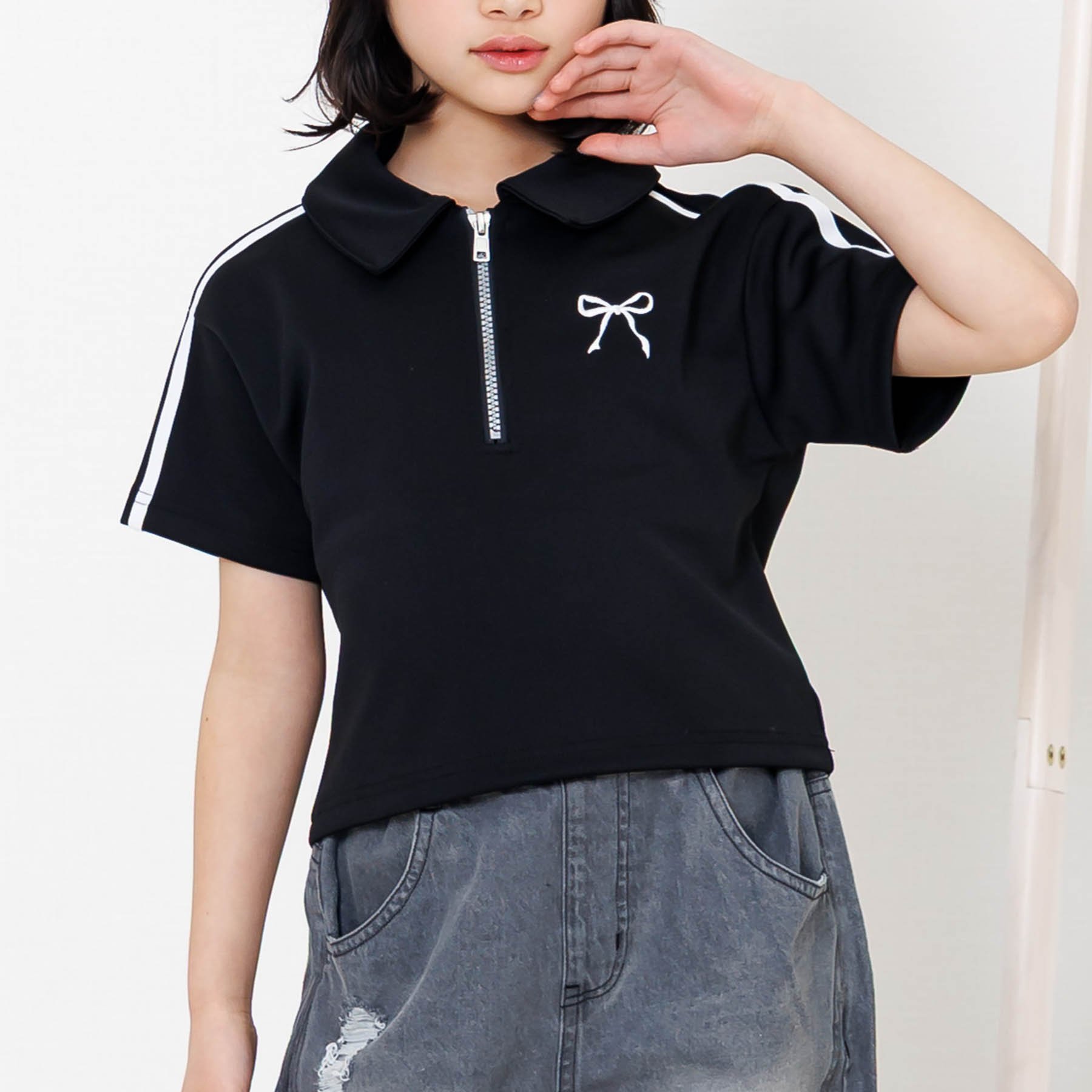 algy（アルジー） 子供服 ハーフジップ Tシャツ キッズ 女の子
