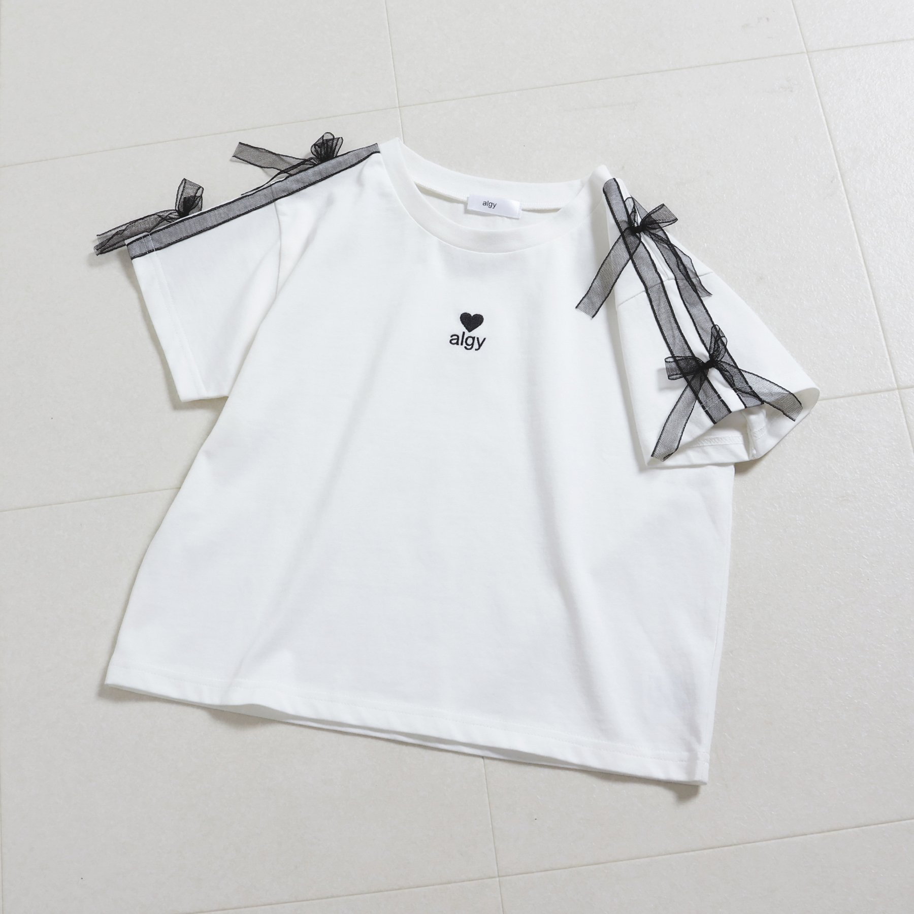 algy（アルジー） 子供服 シアーライン りぼん Tシャツ 吸水速乾 接触