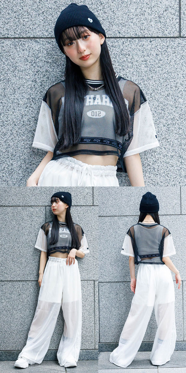 algy 子供服 アルジー メッシュ クロップド Tシャツ キッズ