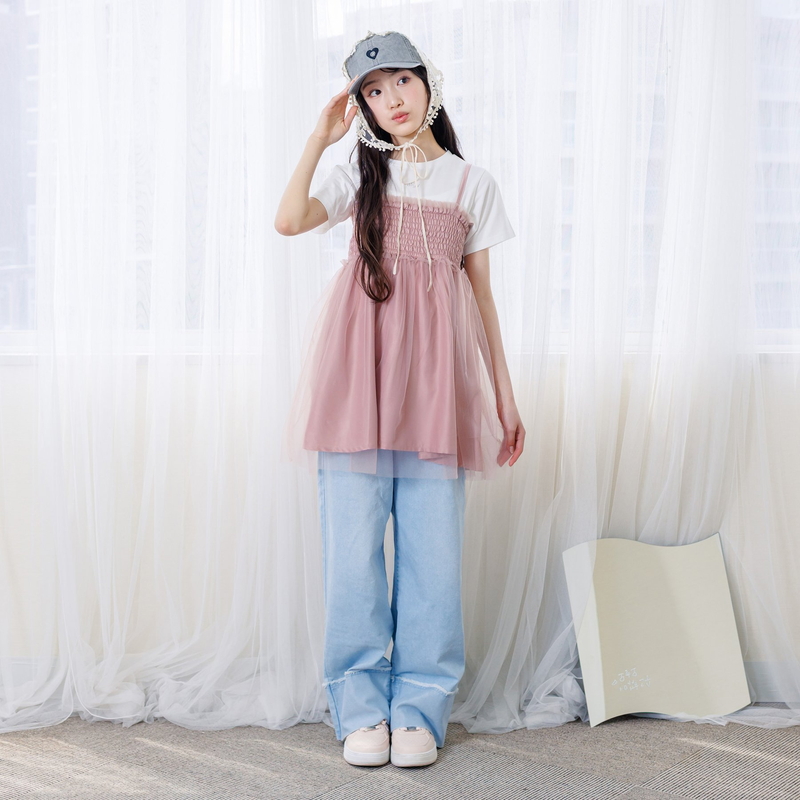 algy（アルジー） 子供服 シャーリングミニ ワンピース＆Tシャツ 半袖