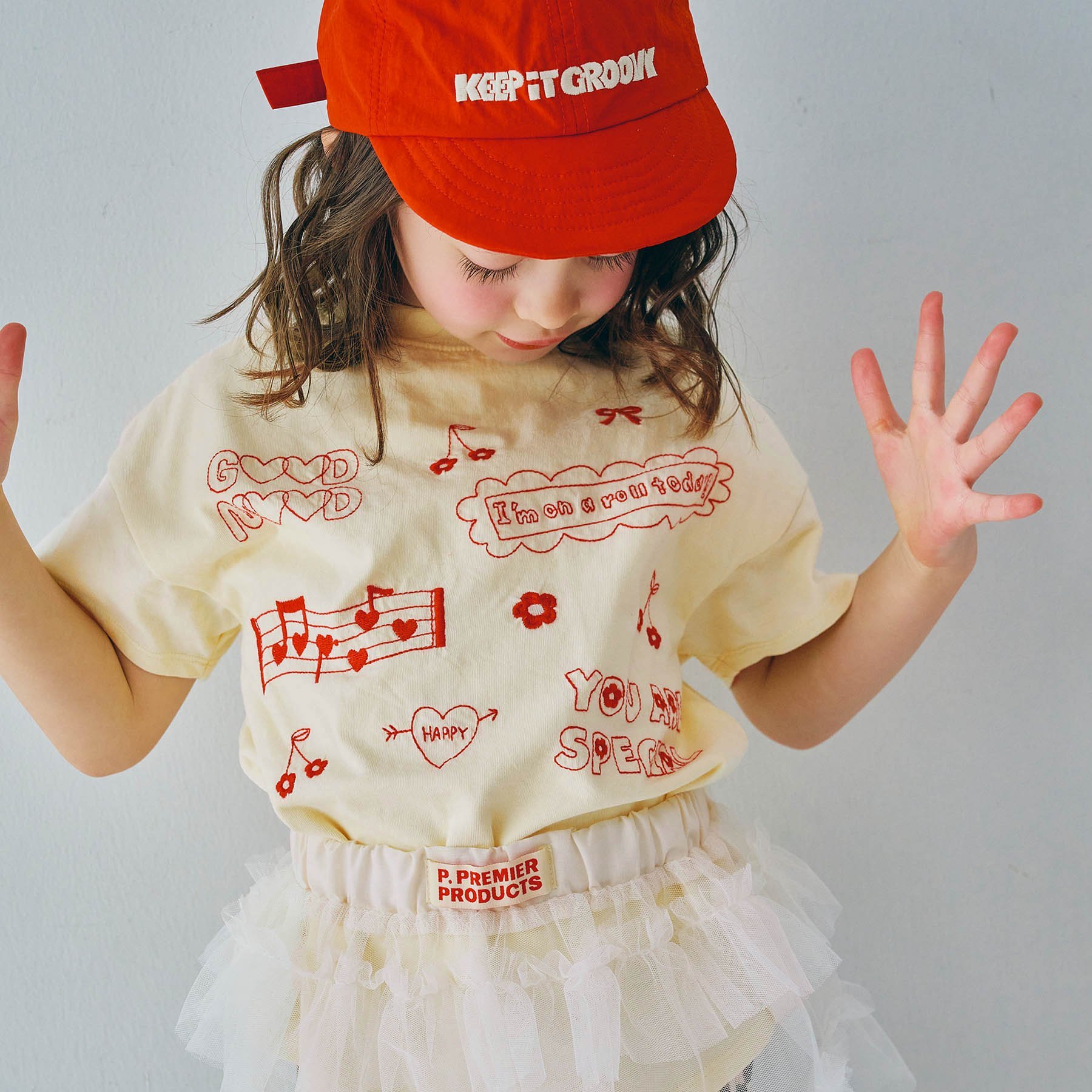 p.premier（ピードットプルミエ） 子供服 2柄 モチーフ刺繍 Tシャツ