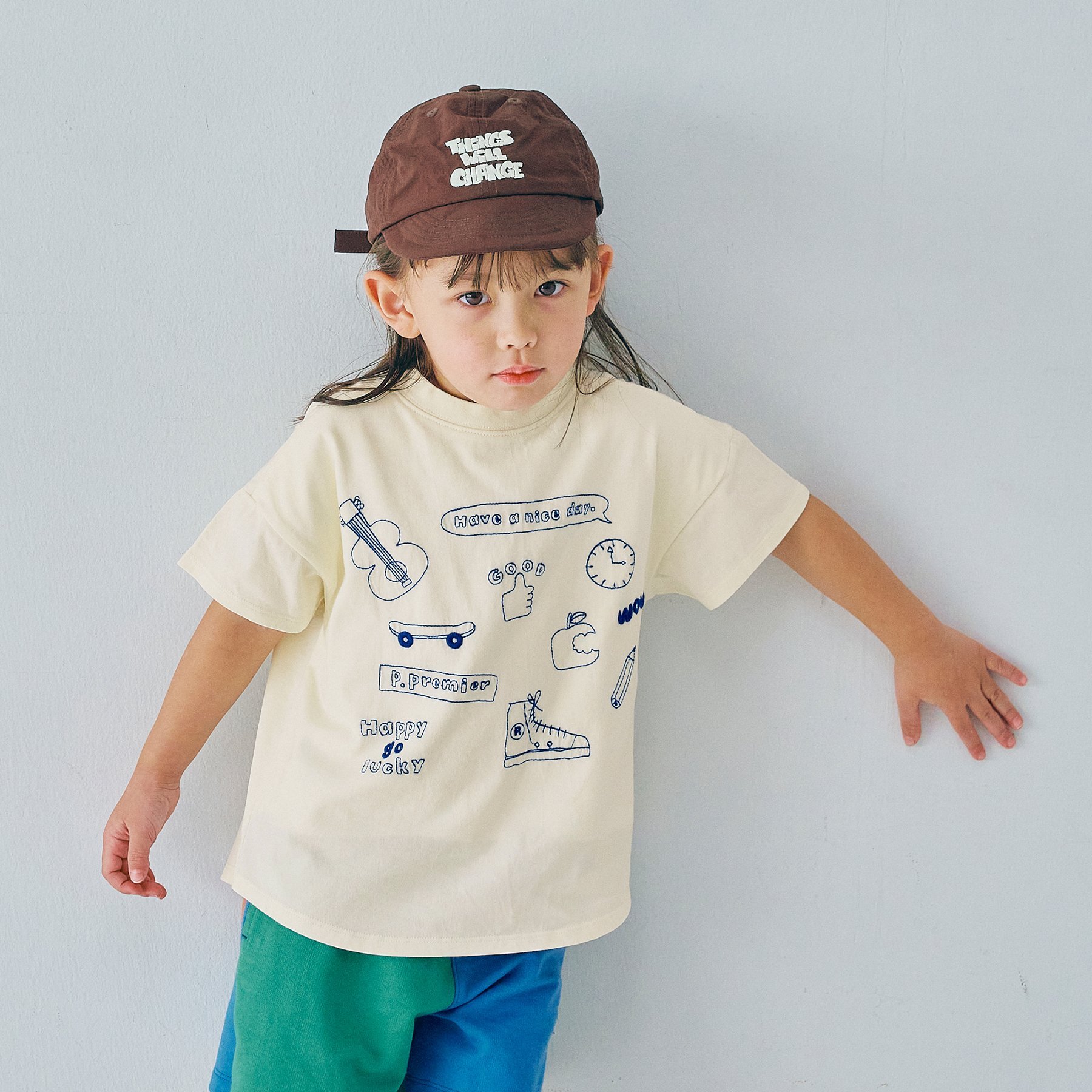 p.premier（ピードットプルミエ） 子供服 2柄 モチーフ刺繍 Tシャツ