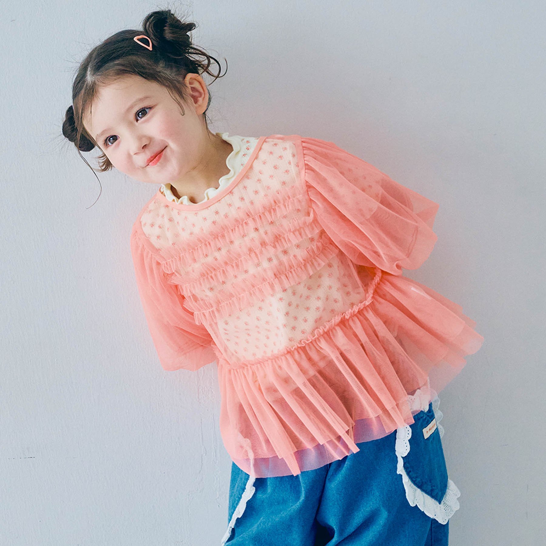 p.premier（ピードットプルミエ） 子供服 チュール パフスリーブ