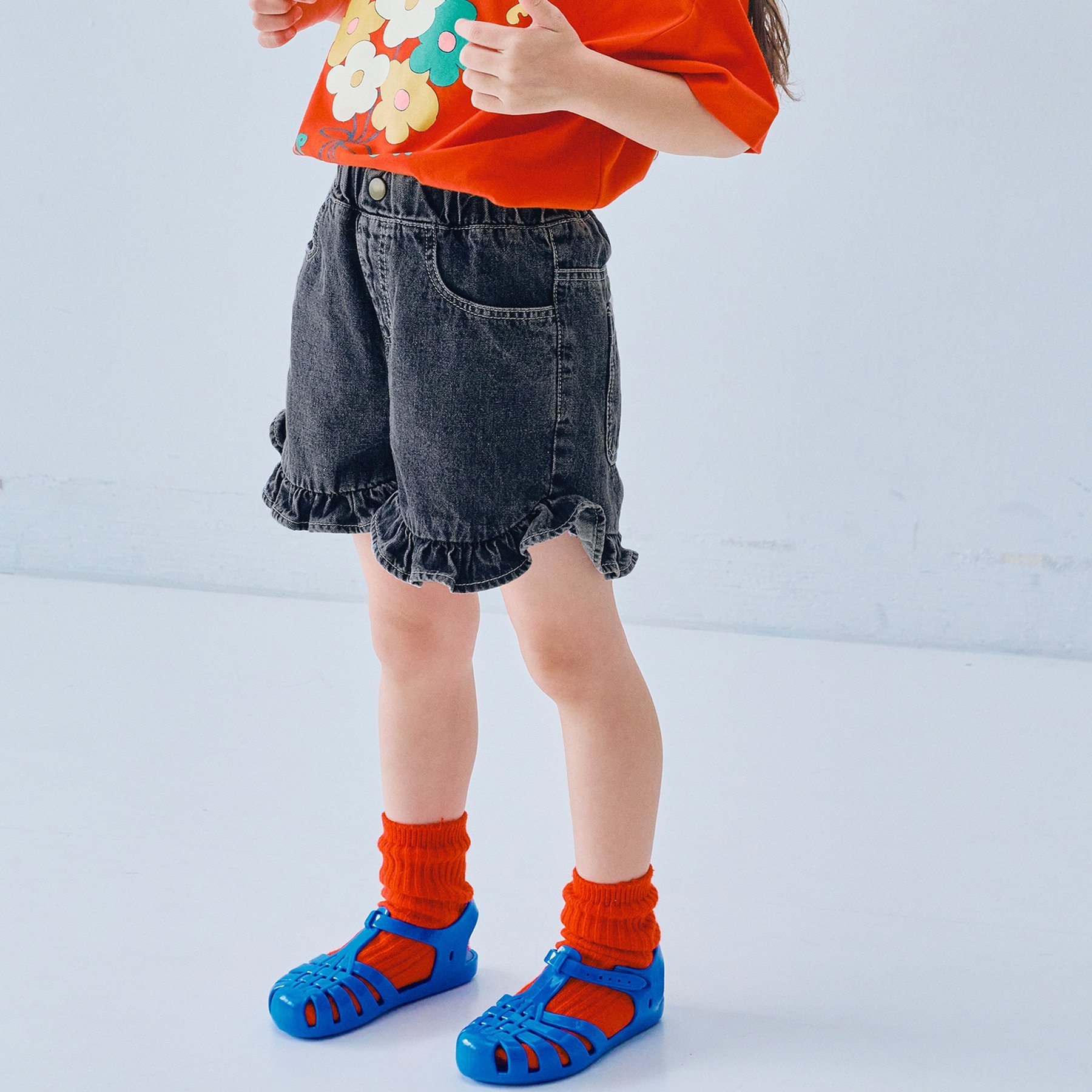 リエンダ ギンガムフリル レッド ショートパンツ レディース ゴルフウェア 新品 p.premier（ピードットプルミエ） 子供服 カラーツイル＆デニム