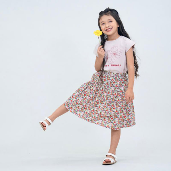 スカート Rio RIO 子供服 リオ 膝下丈 ギャザー スカート キッズ 女の子 長め