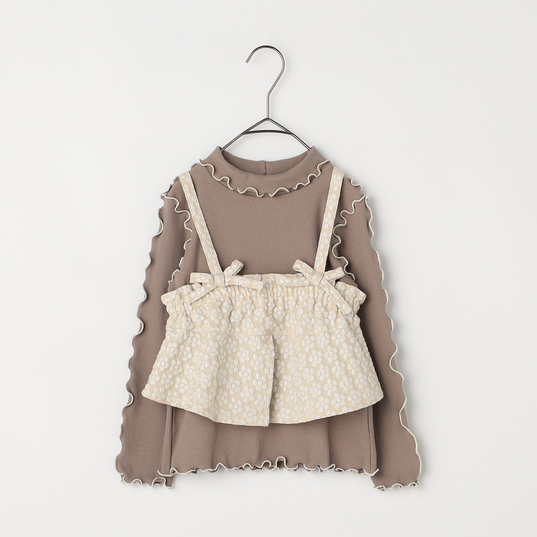 セール 子供服t p.premier ピードットプルミエ 花柄 ジャガード ビスチェ リブ トップス セット ベビー 長袖 Tシャツ シンプル かわいい 2025秋 | p.premier | 01