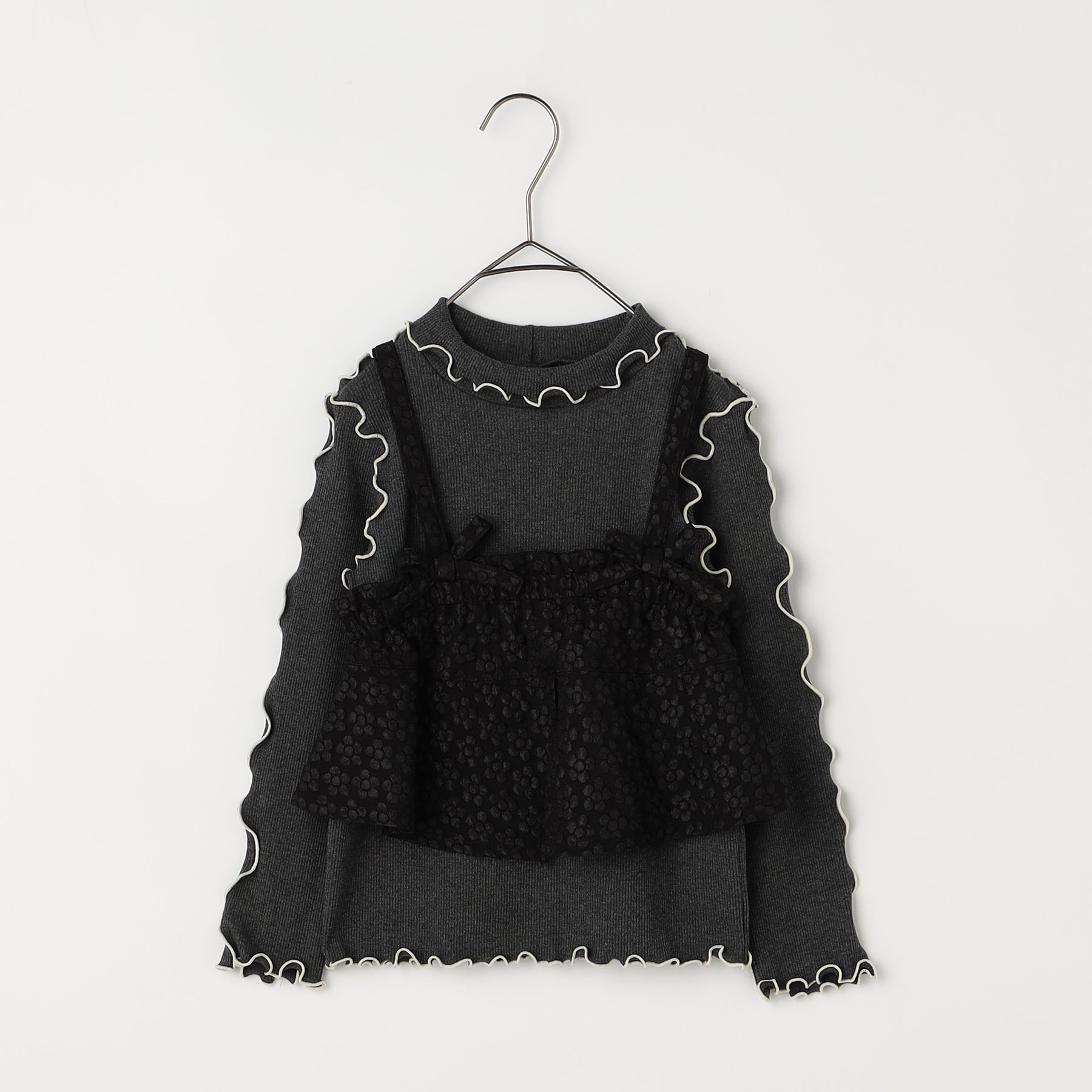 セール 子供服t p.premier ピードットプルミエ 花柄 ジャガード ビスチェ リブ トップス セット ベビー 長袖 Tシャツ シンプル かわいい 2025秋 | p.premier | 02