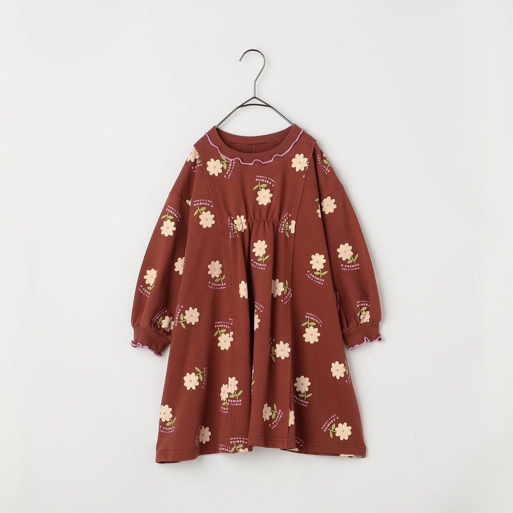 子供服t p.premier ピードットプルミエ イロチ買いしたい 総柄 フレア カットソー ワンピース ベビー シンプル かわいい 長袖 2025秋冬 | p.premier | 02