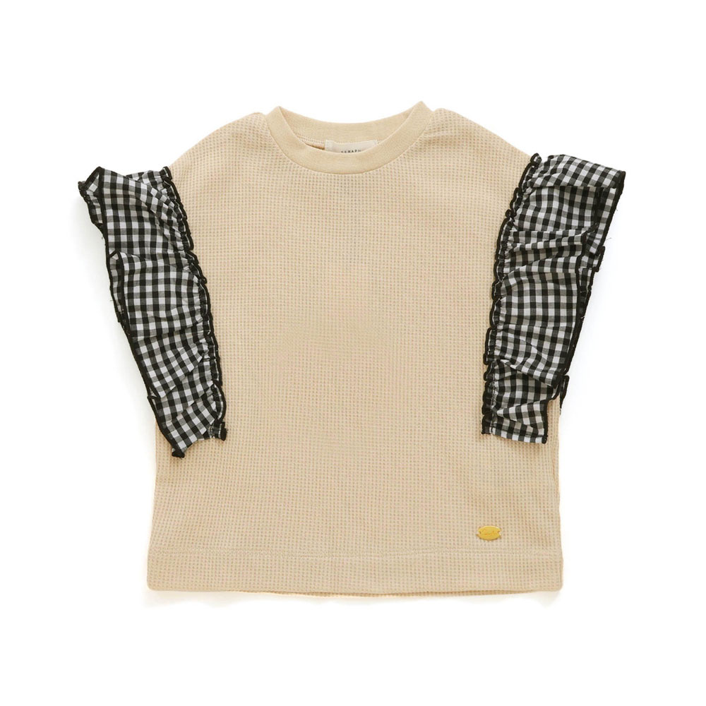 Seraph 子供服 袖フリル ワッフル Tシャツ キッズ 女の子 半袖