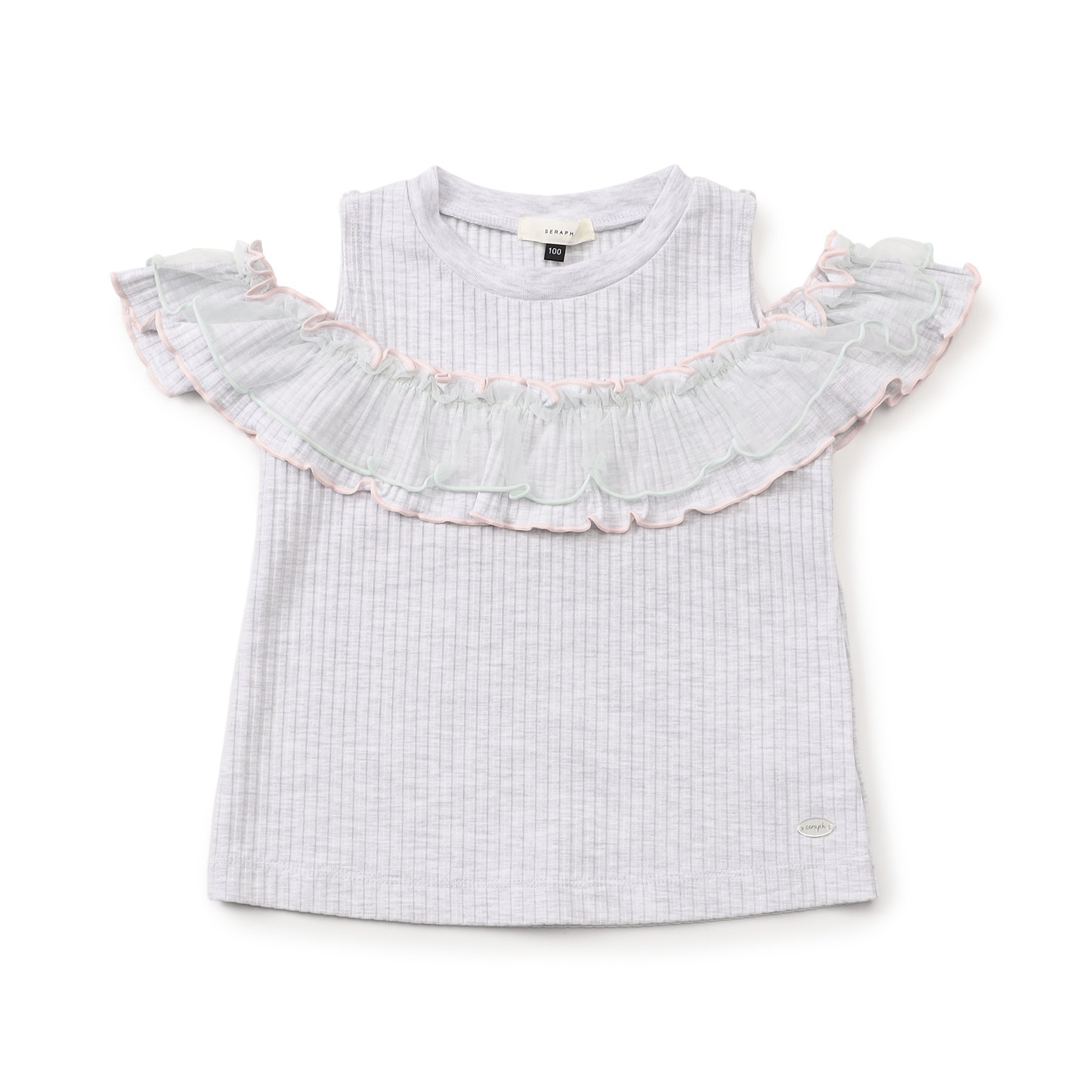 Seraph（セラフ） セール 子供服 2way 肩あき チュール 配色 トップス