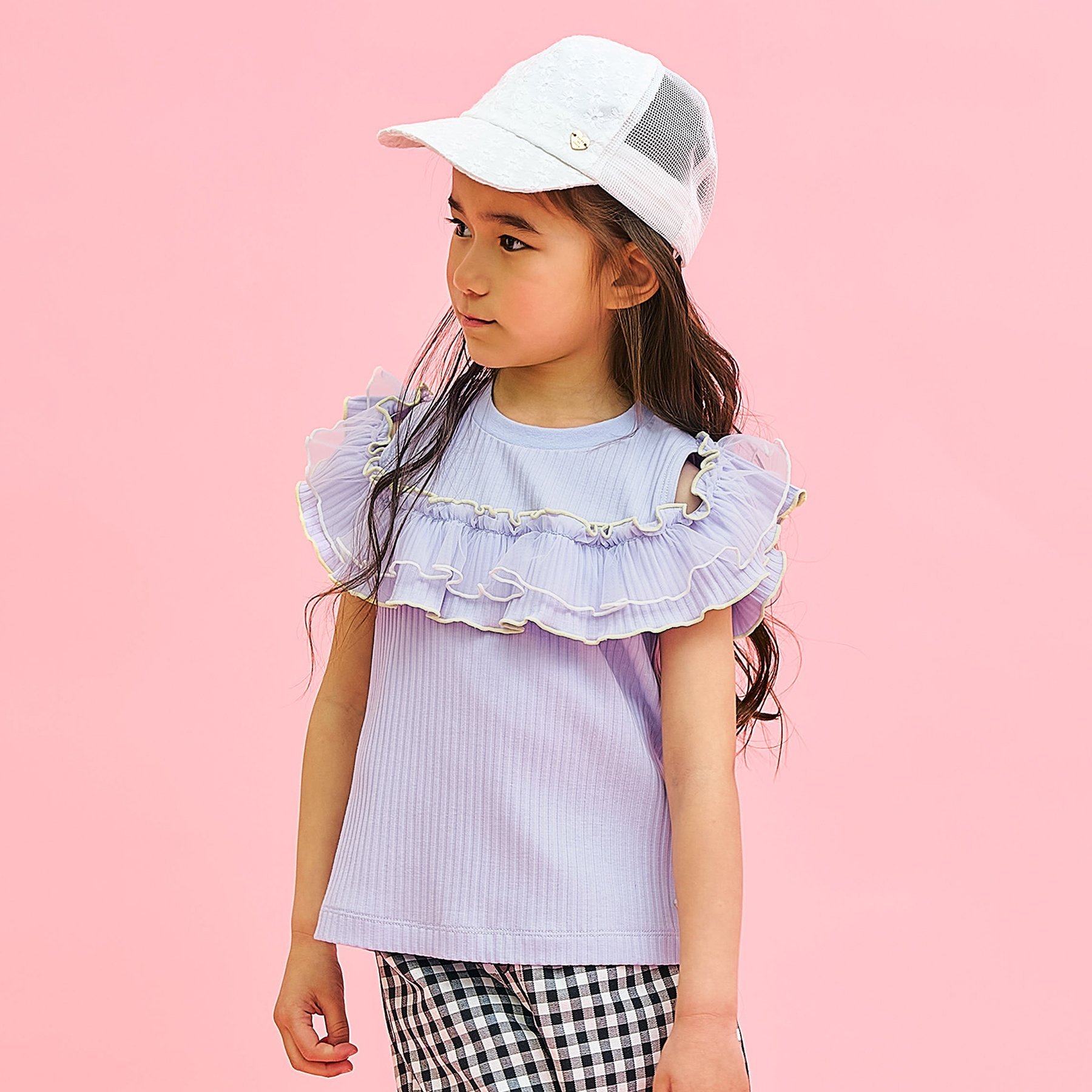 Seraph（セラフ） 子供服 2way 肩あき チュール 配色 トップス Tシャツ