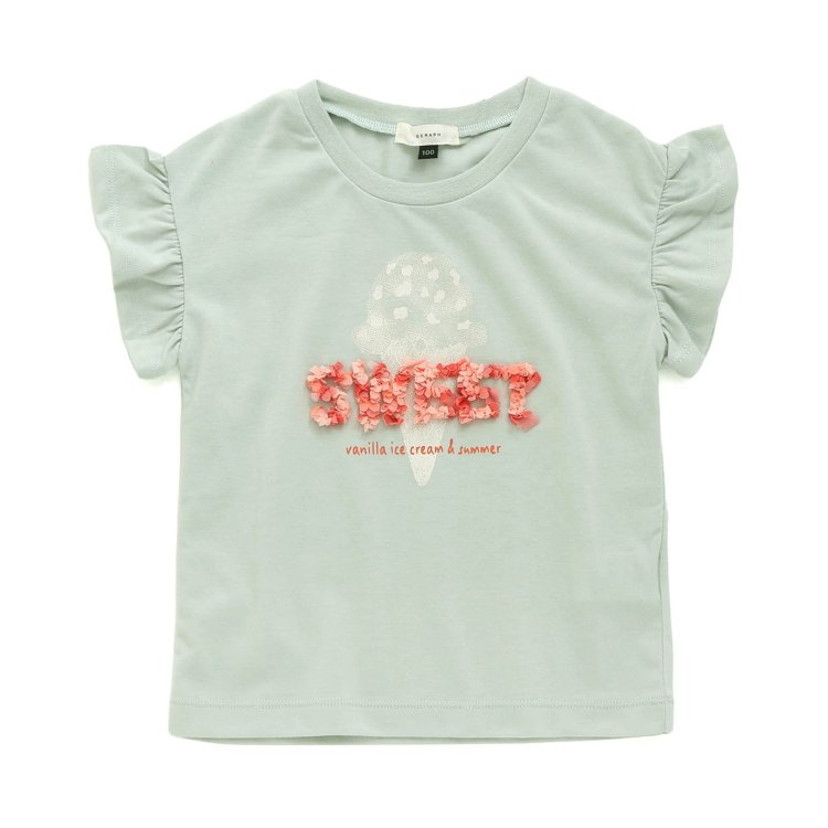 Seraph（セラフ） 子供服 袖フリル デザイン モチーフ Tシャツ キッズ