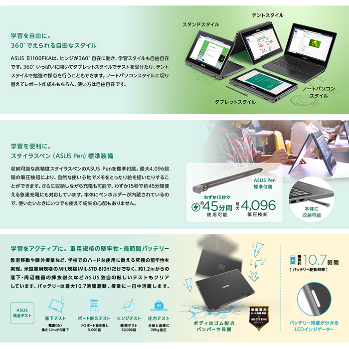 ASUS（エイスース） ASUS B1100FKA 2in1 ノートパソコン B1100FKA