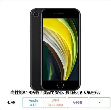 APPLE iPhone SE2 (第2世代) スマートフォン MHGP3J/A、MX9R2J/A  ...