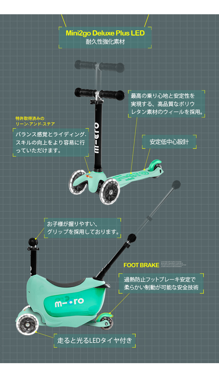 Micro Scooter ミニ トゥー ゴー デラックス プラス LED 16ヶ月