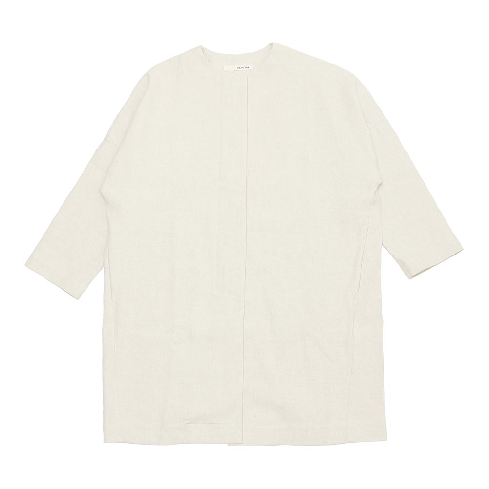 evam eva エヴァムエヴァ linen cotton no-collar coat E241T025｜midlandship｜02