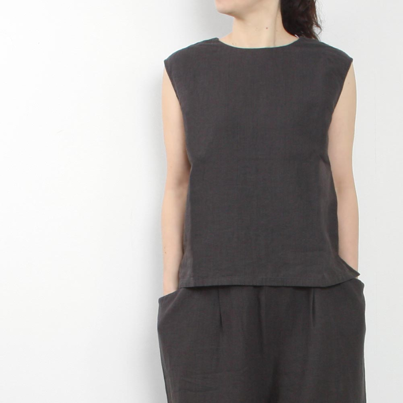 evam eva エヴァムエヴァ linen robe vest E251K180 : MIDLAND SHIP