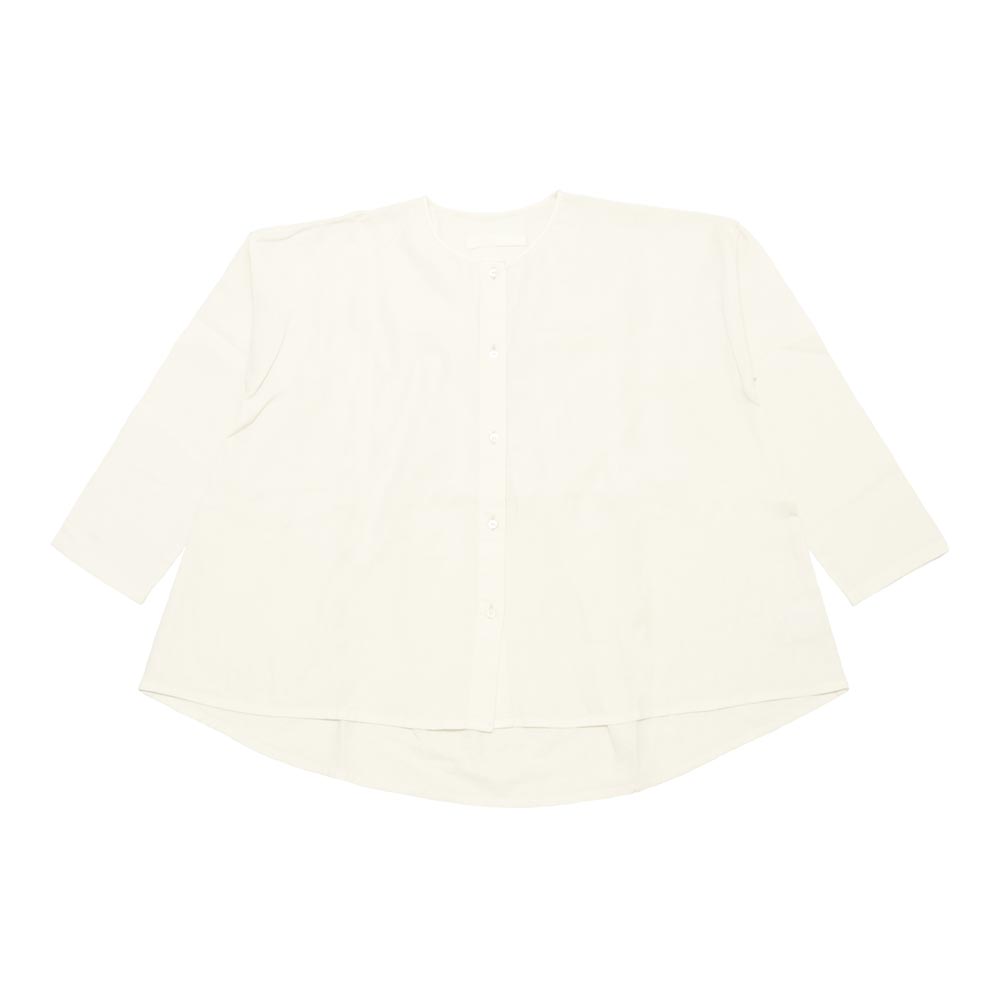 evam eva（エヴァムエヴァ） cotton wool no collar shirt E253T164