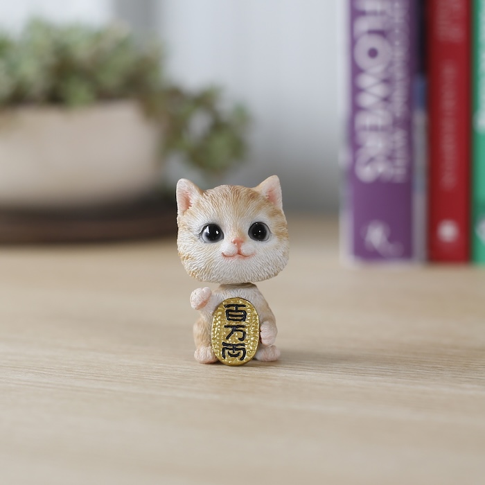 猫 置物 小さい 小判をかかえる首振り猫 縁起物 インテリア おしゃれ
