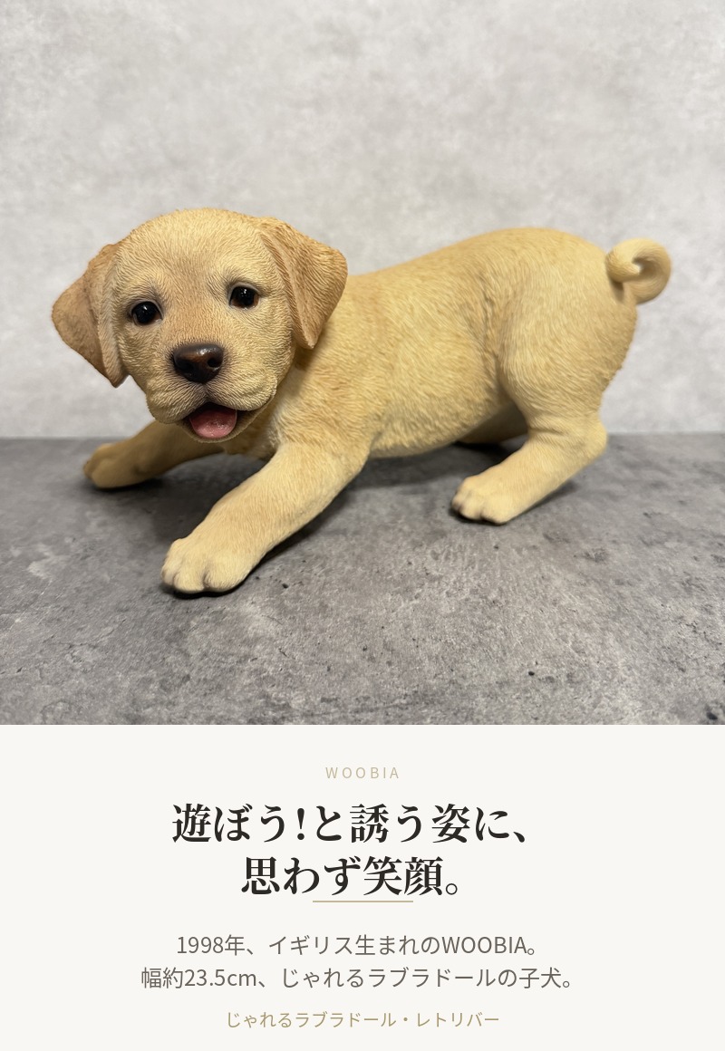 WOOBIA（ウービア） 置物 犬 じゃれるラブラドール 幅23.5cm woobia
