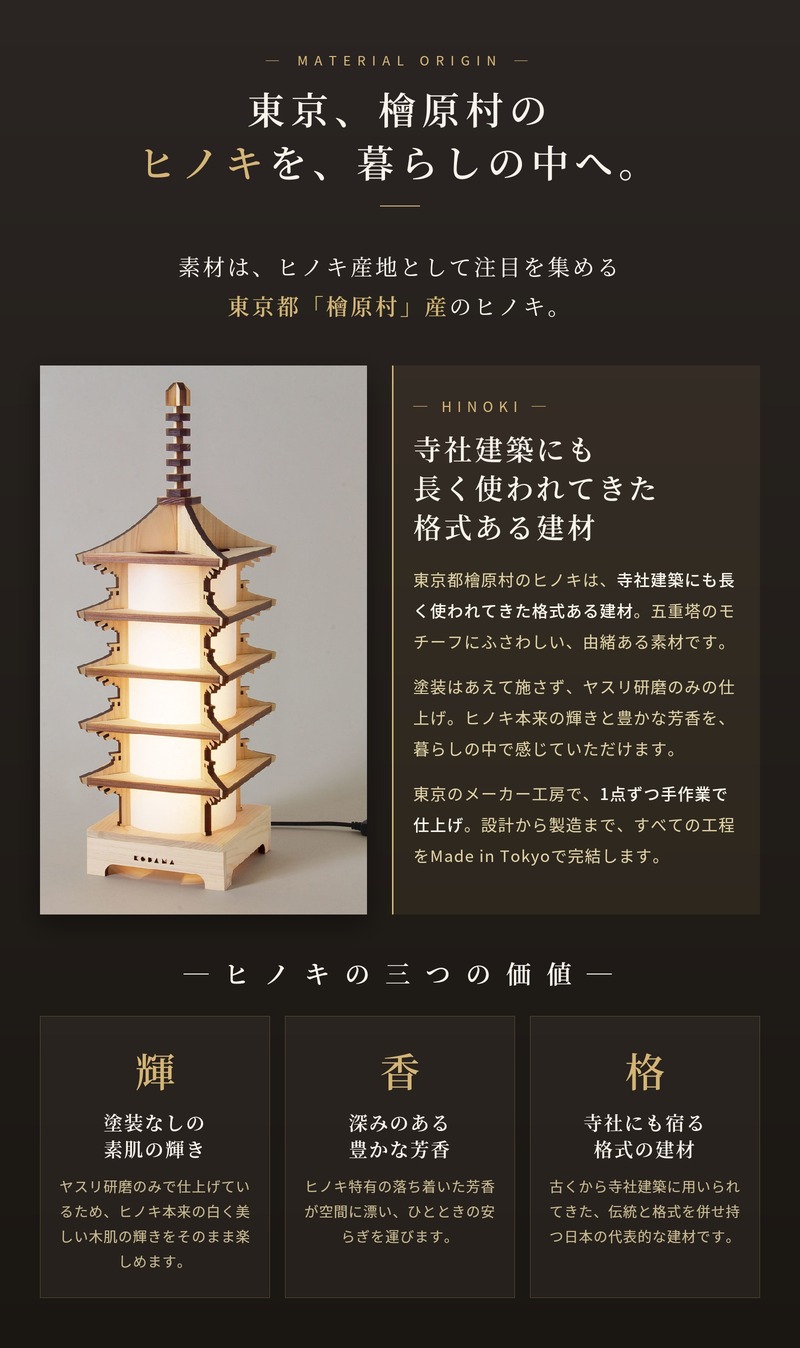 LEDスタンドライト 和風 おしゃれ 日本灯 五重の灯 五重塔 H40cm