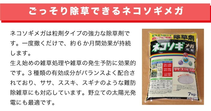 除草剤 強力 粒剤 顆粒 ネコソギメガ 粒剤 II 7kg 1400m2まで 業務用に