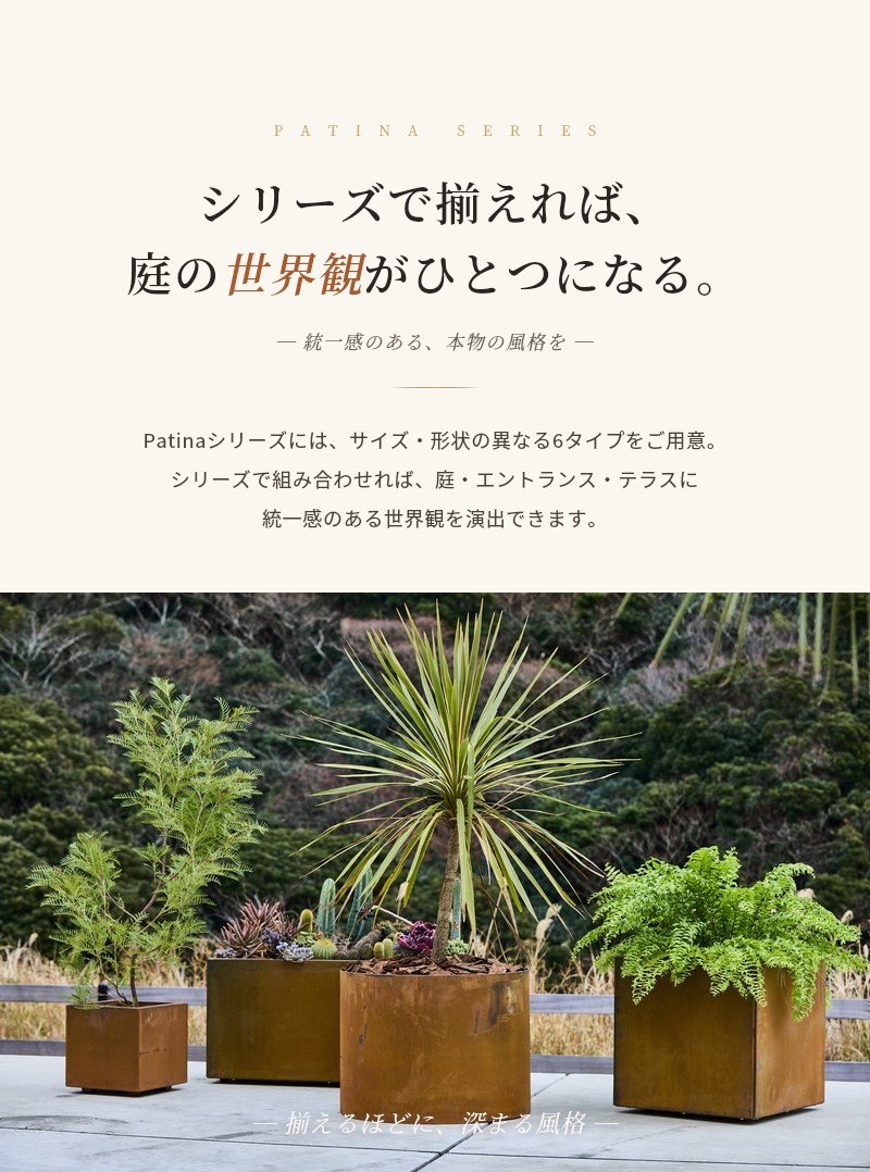 A-PLUS Patina コールテン鋼 植木鉢 直径60cm H450mm 1.5mm 経年変化