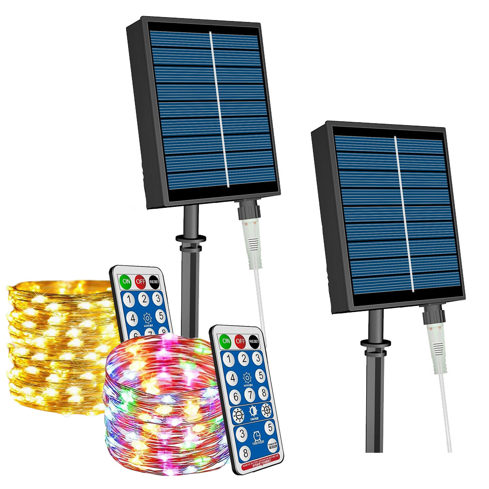 2個セット 100球 10M イルミネーション ソーラー 屋外 LED 高輝度