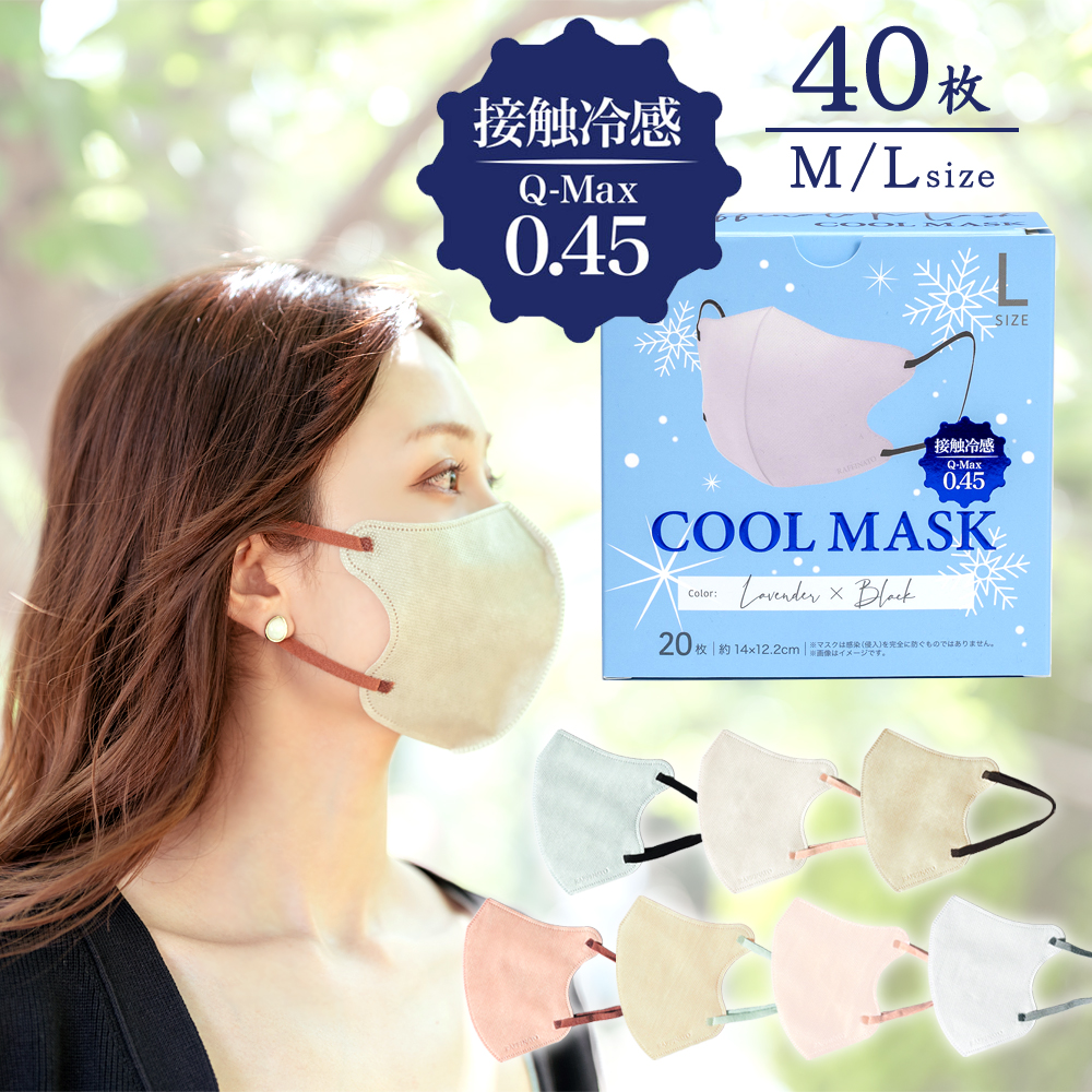超冷感マスク 0.45 接触冷感 マスク 20枚入×2箱 2サイズ 夏用