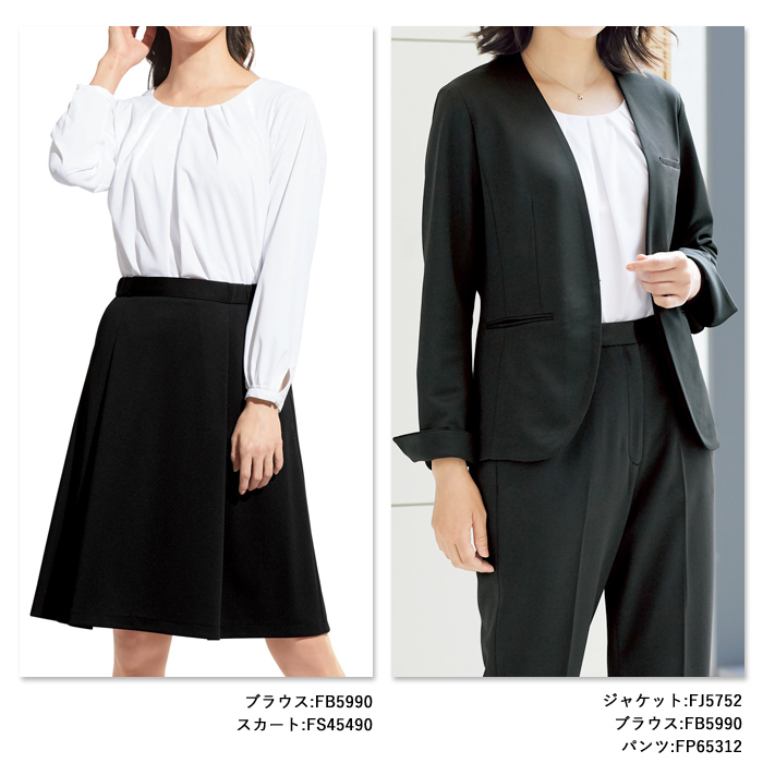 事務服 ブラウス レディース 長袖 制服 nuovo 秋冬 春 FOLK ノーカラー