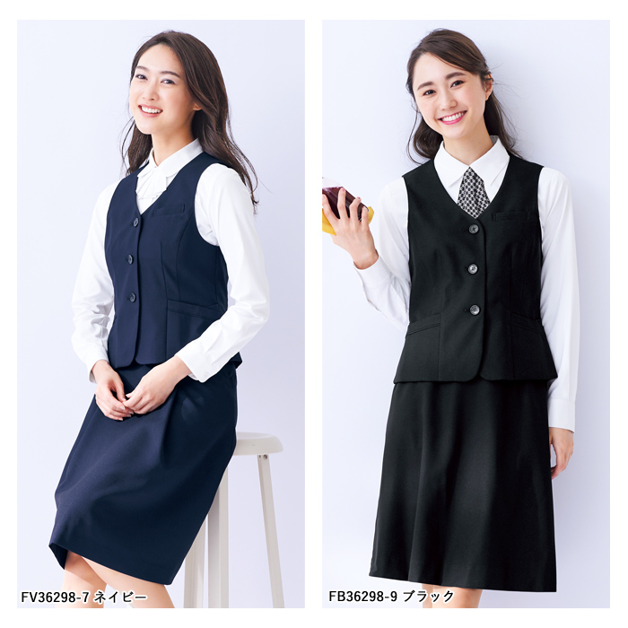 事務服 ベスト レディース スーツ 制服 nuovo 春夏 秋冬 FOLK ストレッチ 黒 紺 医療事務 冠婚葬祭 受付 接客 オフィス フォーマル  おうちで洗える 送料無料